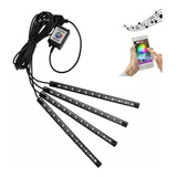 Juego De Tiras Led Rgb Multicolor Bluetooth Interior Auto