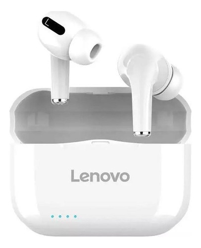 Fone De Ouvido In-ear Sem Fio Lenovo Livepods Lp1s Branco Com Luz Led