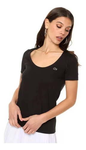 Remera De Mujer Lacoste En Algodón Con Cuello Redondo Bote