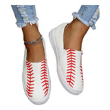Zapatos De Lona Damas Deportivos Estampado Béisbol De Moda