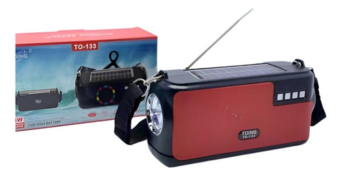 Radio Solar Bluetooth Usb Radio Linterna, Carga Automatic Color Rojo