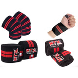 Muñequeras Crossfit + Venda Rodilla Knee Wraps Gym Pack 2 