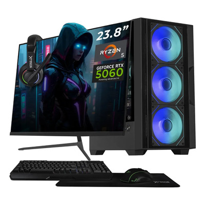 PC Gamer Completa IA Xtreme PC Gaming NVIDIA GeForce RTX 5060 AMD Ryzen 5 16GB SSD 500GB Monitor 23.8 165Hz WIFI Black Productividad Versátil Acelerada con IA | Envío gratis