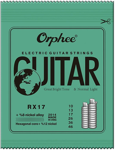 Pak Cuerdas Guitarra Electrica Orphee 10-46 Y 10 Puas 