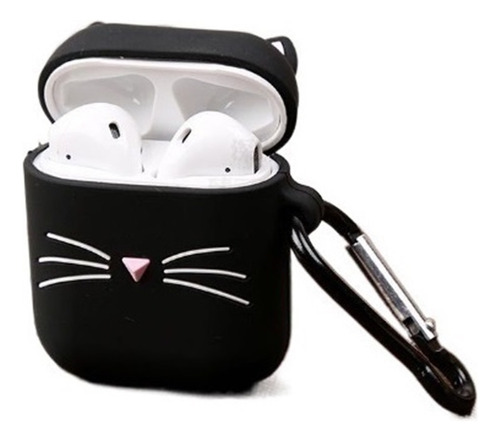 Estuche For Auriculares De Silicona Con Orejas De Gato Negro