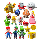 Figuras Super Mario Bros Yoshi Luigi Peach Bowser 16 Piezas