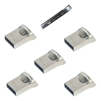 Kit 5 Memoria Usb 32gb Stylos Mini + Usb Lucky Owl Psa Plateada Liso | Envío gratis
