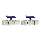 Kit 2x Holofote Solar Com 3 Cabeças Led 800w Powerlight