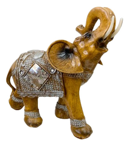 Elefante Decorativo Prata Em Resina 26cm