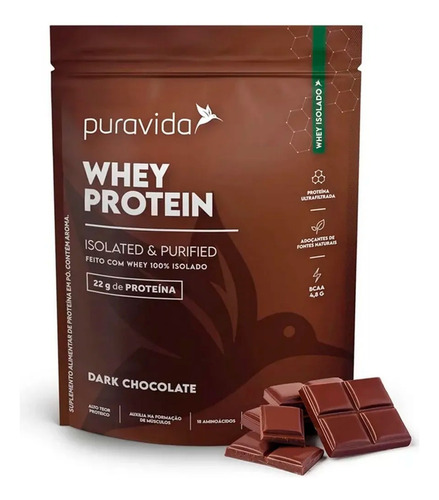 Whey 100% Isolado Puravida 450g - Zero Açúcar - Baixo Carbo