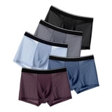 Conjunto De 5 Cuecas Boxer Masculinas Respiráveis De Malha D