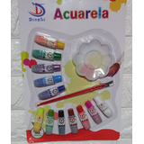 Set 12 Pinturas De Acuarela + Pinceles+ Mesclador