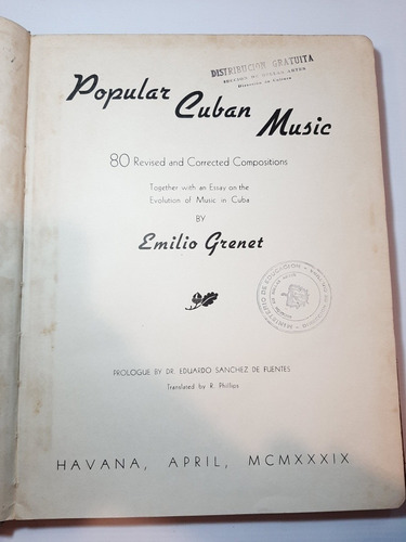 Antiguo Libro Partitura Popular Music Inglés 7pl 0800