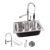 Stillus Home Cuba Inox Gourmet Cozinha Aço Inox 304 E Torneira Gourmet Escovada Cor Prateado