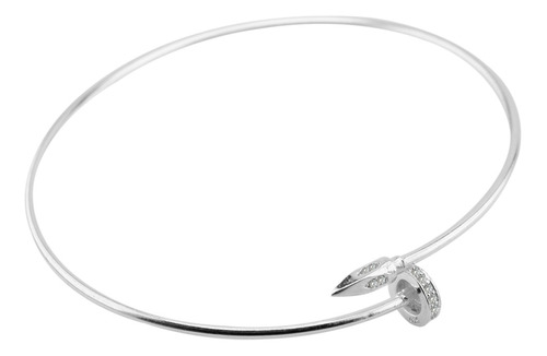 Pulsera Esclava Clavo Ajustable Plata 925 Con Piedras 