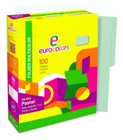 Folder Mapasa Multicolor Pu0035 Carta Verde Pastel Con 100pz