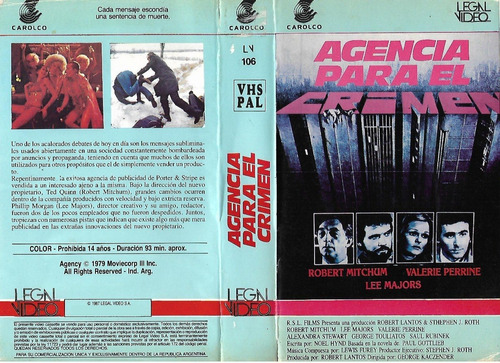 Agencia Para El Crimen Vhs Robert Mitchum Lee Majors 1980