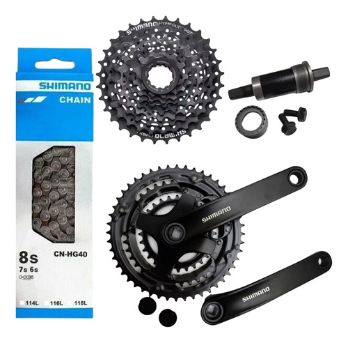 Kit Relação Shimano 24v Pedivela+corrente+central+k7 11-32d