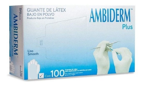 Guantes Látex Ambiderm Plus Caja 100 Piezas Cirujano