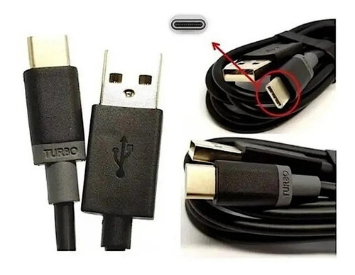 Cable Usb Cargador Tipo C Motorola G6 G6+ G7 G7power G7+ G8 Color Negro