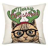 Fundas Almohada Navidad Gatos, 18 X18 , Diseño Reno Y ...