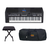 Teclado Yamaha Psr Sx600 Com Banqueta E Capa Kit