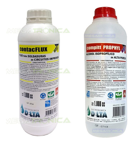Flux Liquido 1l Contacflux + 1l Alcohol Isopropilico Delta  
