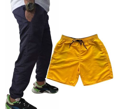 Kit Calça De Tactel E Short Bermuda Academia Treino Fitness