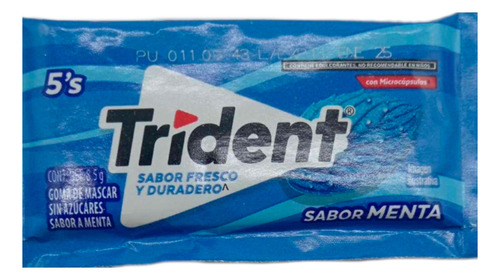 Goma De Mascar Chicle Trident 5's Menta 8.5g 