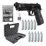 Kit Pistola Pressão Airgun Co2 Pt92  Nbb Esferas Co2 Maleta