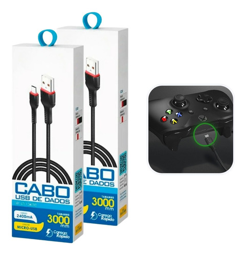 2 Cabo Controle Compatível Xbox One Jogar Pc Win 10 3 Metros