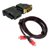 Adaptador Dvi-d 24+1 Macho A Hdmi + Cable Hdmi 1,5 Reforzado