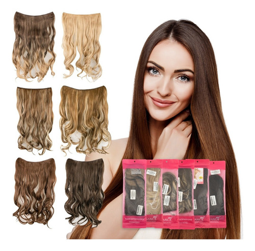 Extensiones Para Cabello De Fibra Sintetica 30cm Color Castaño Medio 8