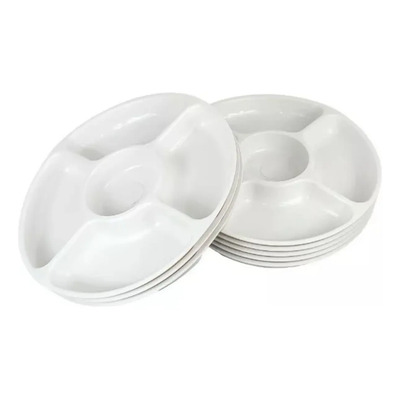 7 Charolas Botaneras Grandes De 5 Espacios Verdura / Botanas Blanco