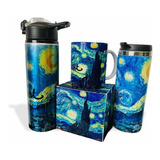 Termo + Taza + Cilindro Para Agua Noche Estrellada -van Gogh