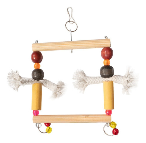 Brinquedo Para Pássaros Aves Escada Com Miçangas 2 Poleiros 