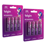 8 Pilhas Recarregável Aa 2700mah Blister C/4 Elgin -original