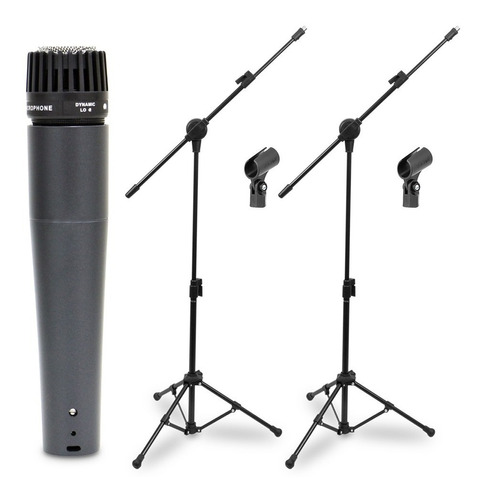 Kit Arcano 1 Microfone Renius-7 Xlr-xlr + 2 Pedestais Pmv