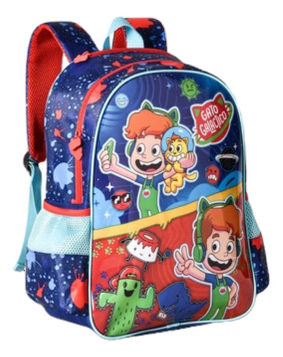 Mochila Infantil Escolar Costas Gato Galáctico Capuz Menino