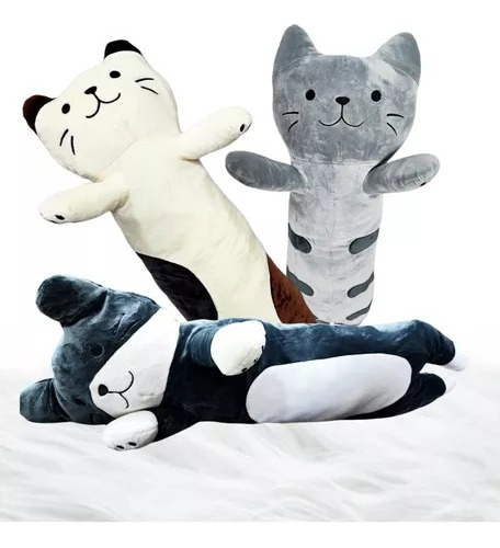 Cojín Gatito Peluche Felpa Gato Kawaii Abrazable 70cm Almoha