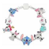 Hermosa Pulsera Stitch Charms Compatible Pndora Baño Plata