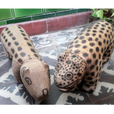 Artesania Guaraní Madera Jaguar 47 Cm  Etnografico Indigena 