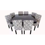 Juego De Comedor Mesa Cuadrada 140x140 + 8 Sillas Vestidas