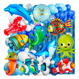 50 Art Peces Mar Candybar Cumpleaños Globos Sirenita Animal 