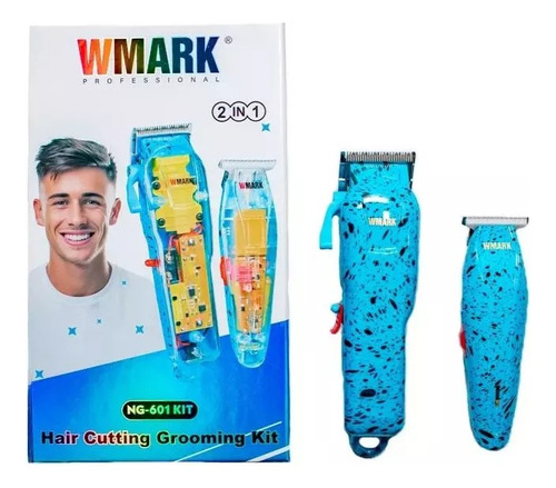 Kit Wmark 2 Maquinas Corte/acabamento/shaver Ng 601 Cor Azul