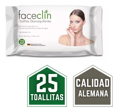 Toallas Desmaquillantes Premium Faceclin Hipoalergenicas 25u