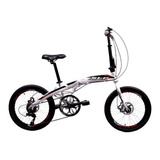 Bicicleta Urbana Plegable Slp   F-50 R20 7v Frenos De Disco Mecánico Cambio Shimano Tourney Tz500 Color Blanco/negro Con Pie De Apoyo  