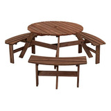 Juego De Mesa De Picnic De Madera Para 6 Personas, Mesa De C