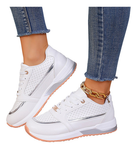 Zapatos Tenis Para Correr De Cuero Casual De Moda Para Mujer