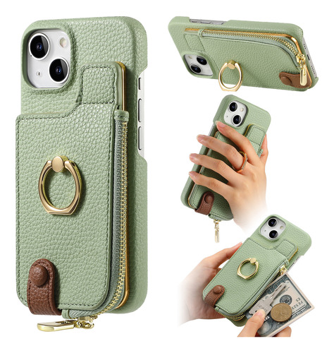 Litchi Pattern Ring Phone Case Suitable For iPhone 15pro